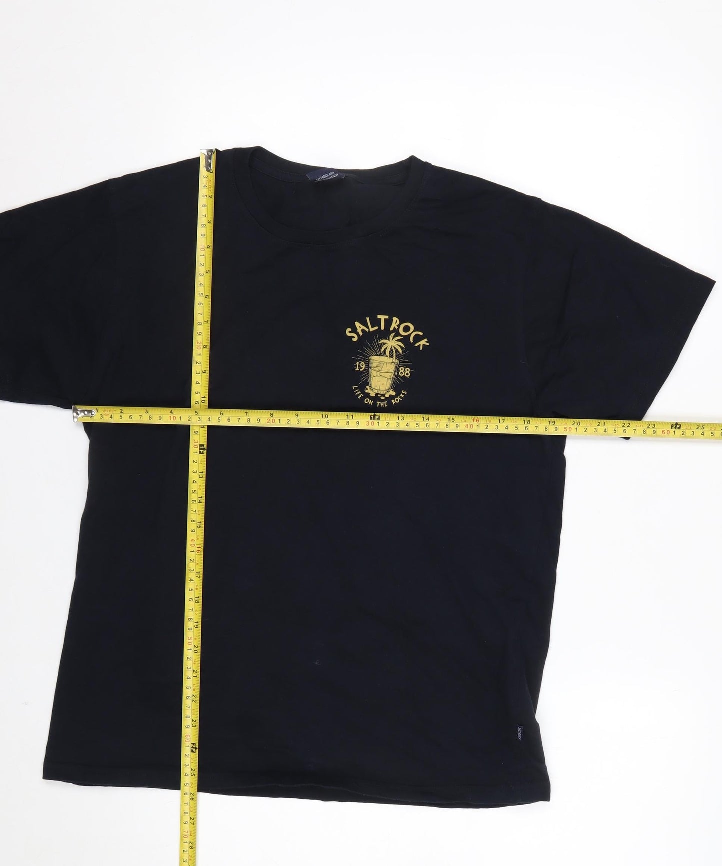 Saltrock Men’s Black Cotton Graphic T-Shirt Medium