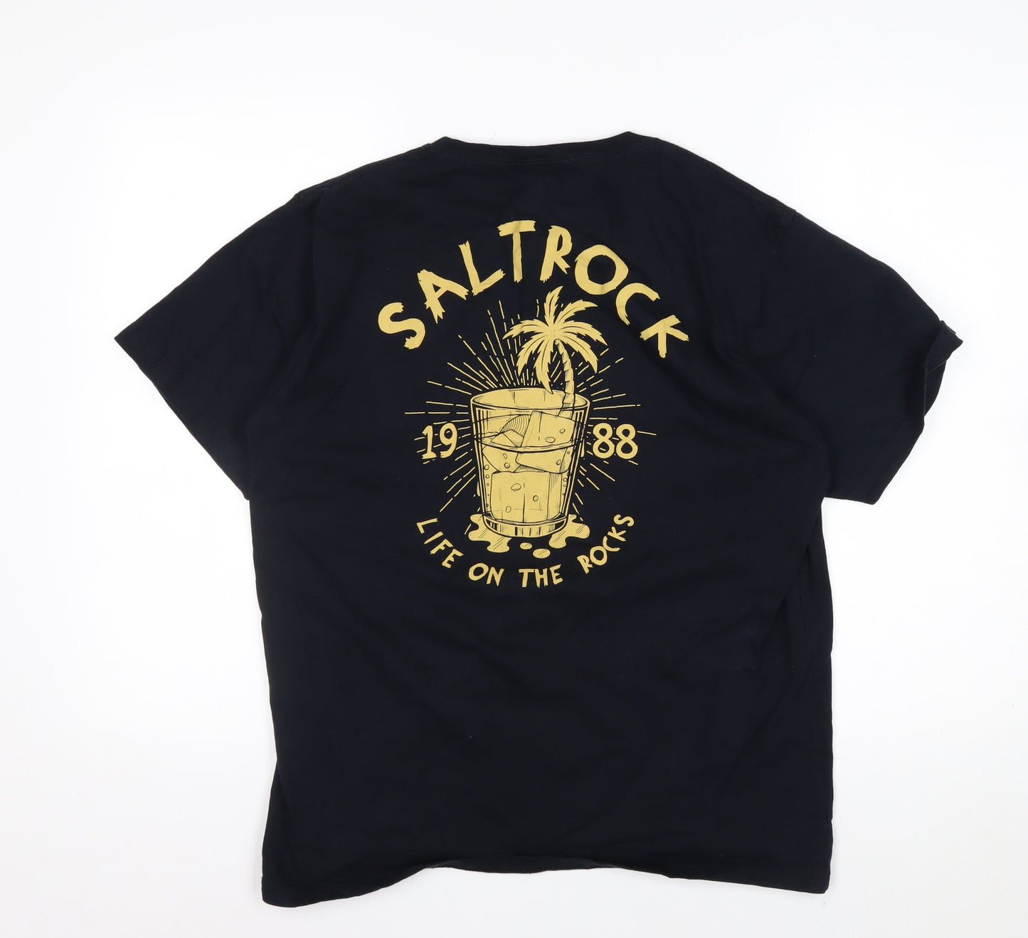 Saltrock Men’s Black Cotton Graphic T-Shirt Medium