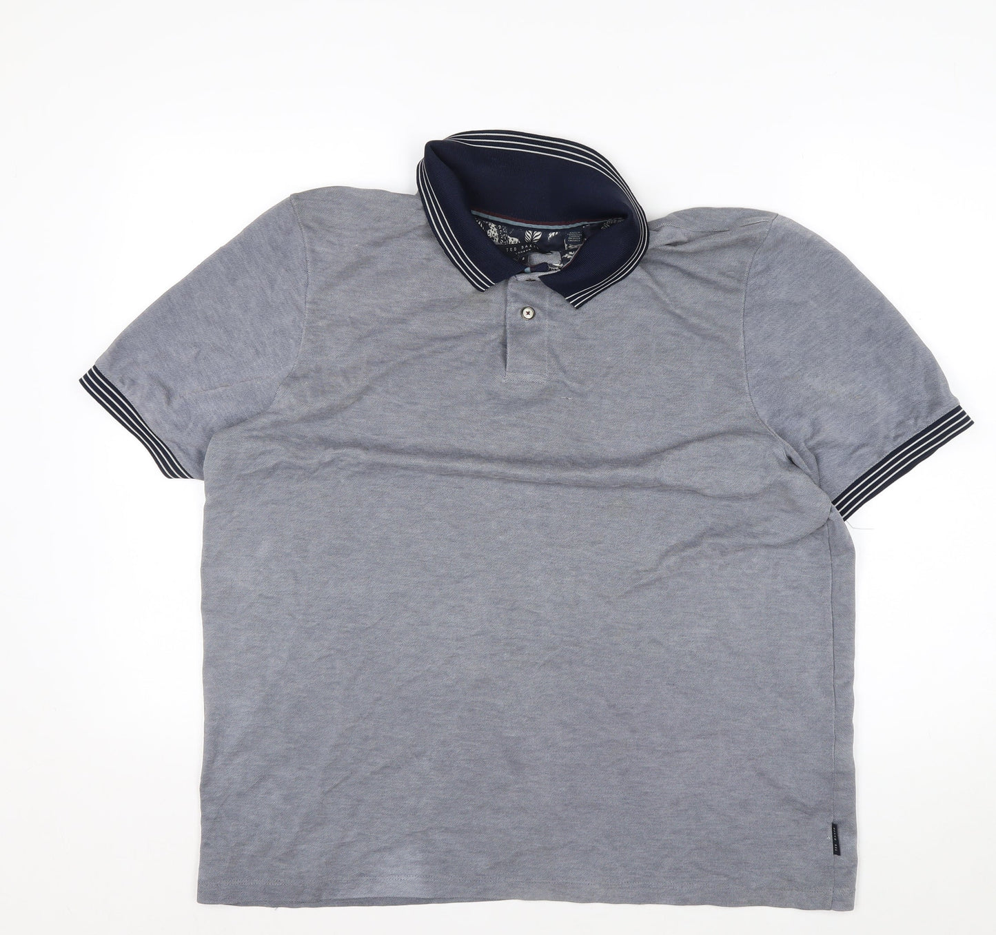 Ted Baker Men's Grey Polo Shirt Size L Modal Blend Short Sleeve