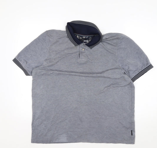 Ted Baker Men's Grey Polo Shirt Size L Modal Blend Short Sleeve