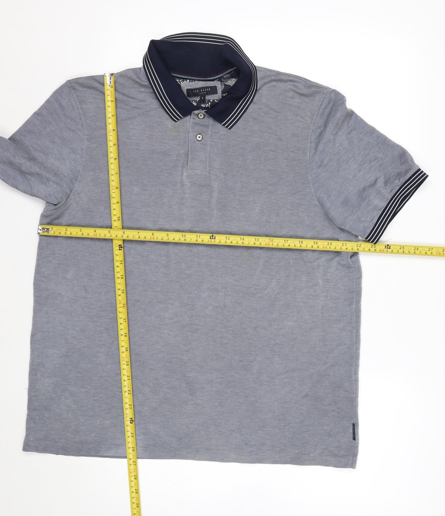 Ted Baker Men's Grey Polo Shirt Size L Modal Blend Short Sleeve