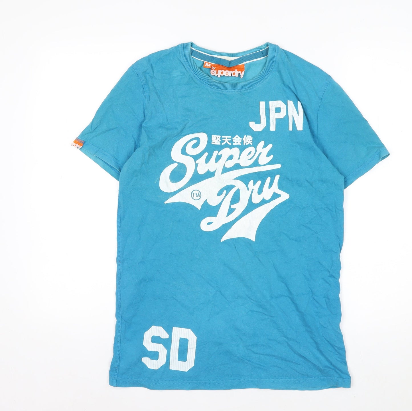 Superdry Men's Blue Crew Neck Graphic Print T-Shirt Size M