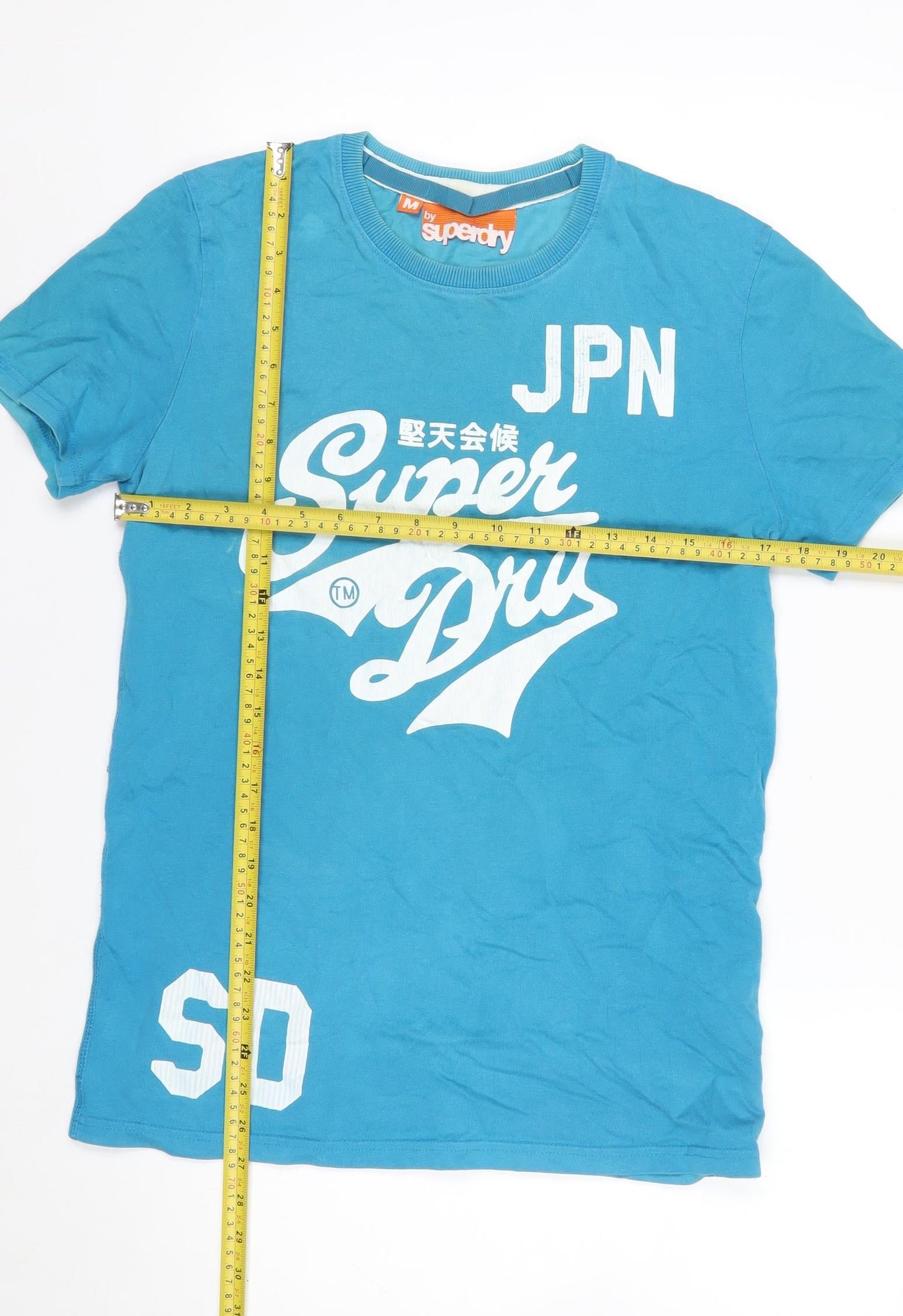 Superdry Men's Blue Crew Neck Graphic Print T-Shirt Size M