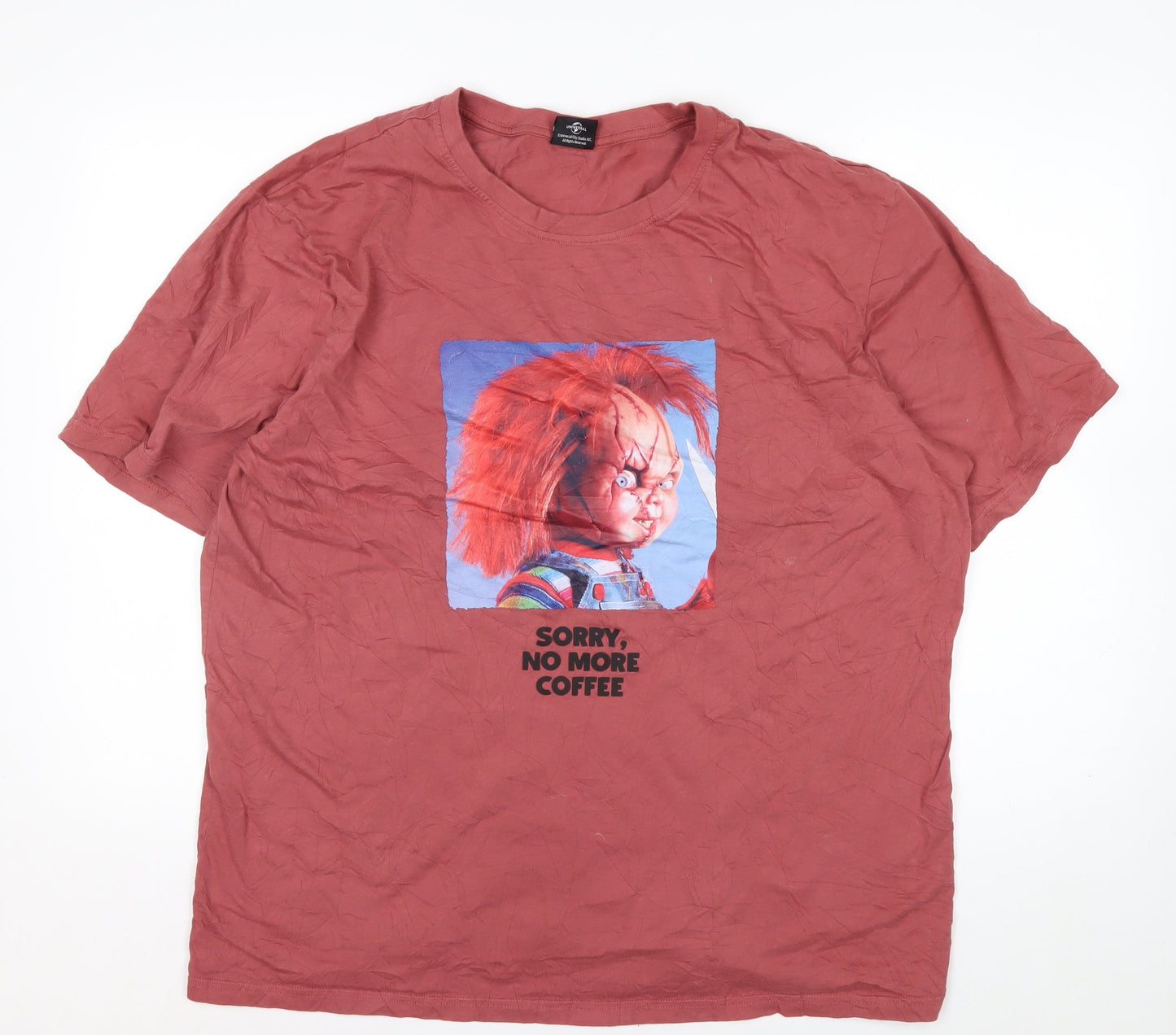 George Chucky Men’s Red XL Graphic T-Shirt – Horror Movie Design