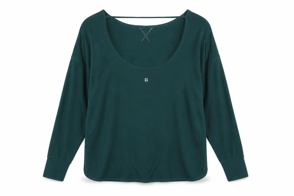 Sweaty Betty Women Green XL Pullover Sweatshirt Long Sleeve Relaxed Fit