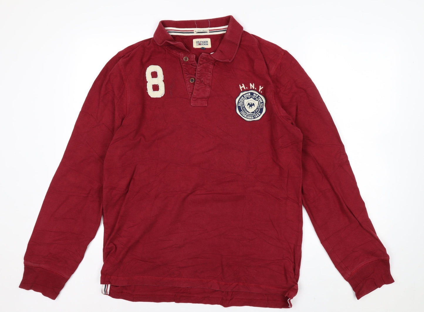 Tommy Hilfiger Denim Men’s Red Long Sleeve Polo Shirt XL