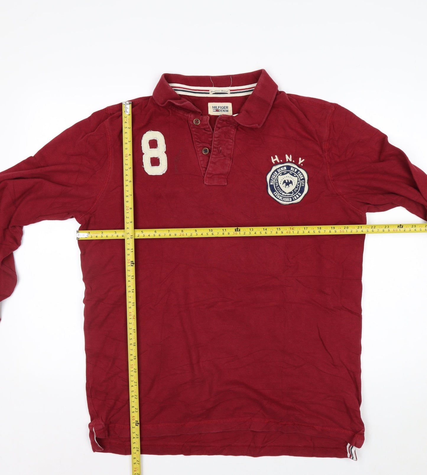 Tommy Hilfiger Denim Men’s Red Long Sleeve Polo Shirt XL