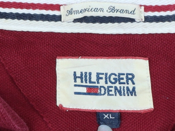 Tommy Hilfiger Denim Men’s Red Long Sleeve Polo Shirt XL