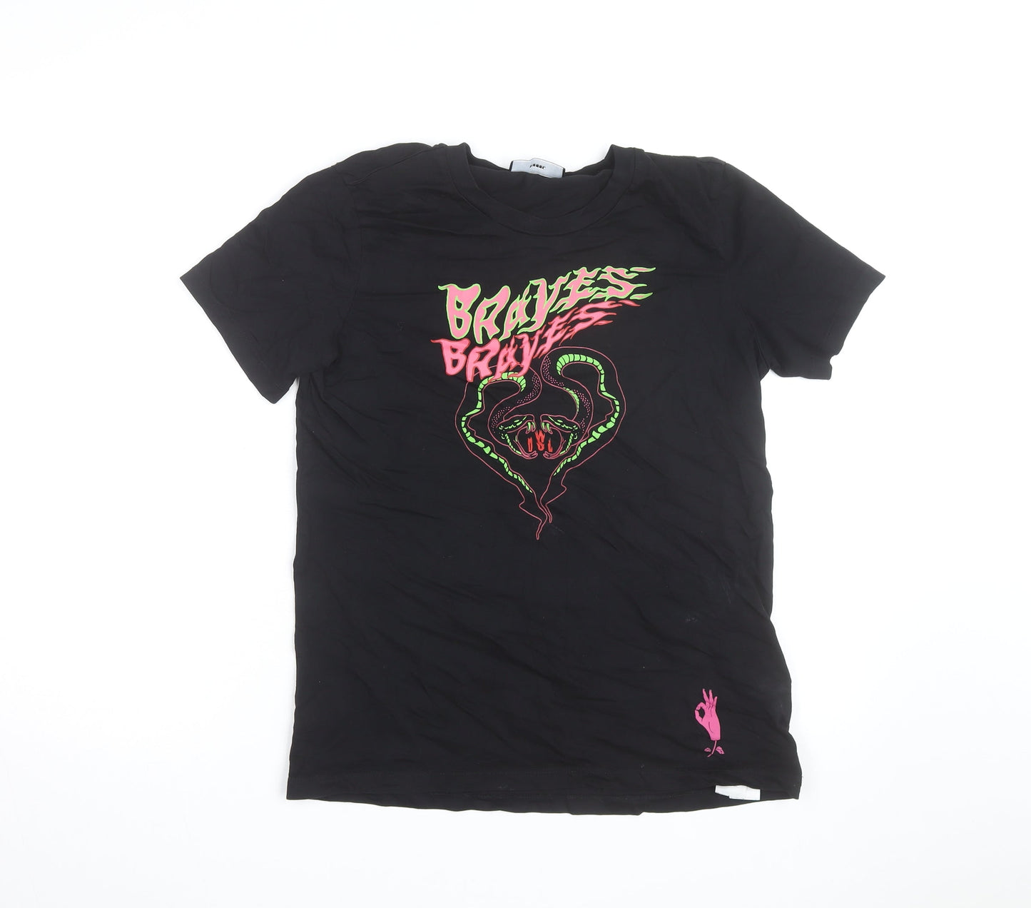 Diesel Men Black Braves Snake Graphic Cotton T-Shirt M