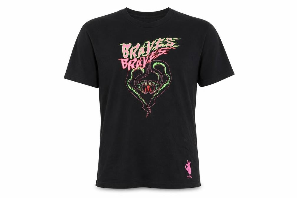 Diesel Men Black Braves Snake Graphic Cotton T-Shirt M