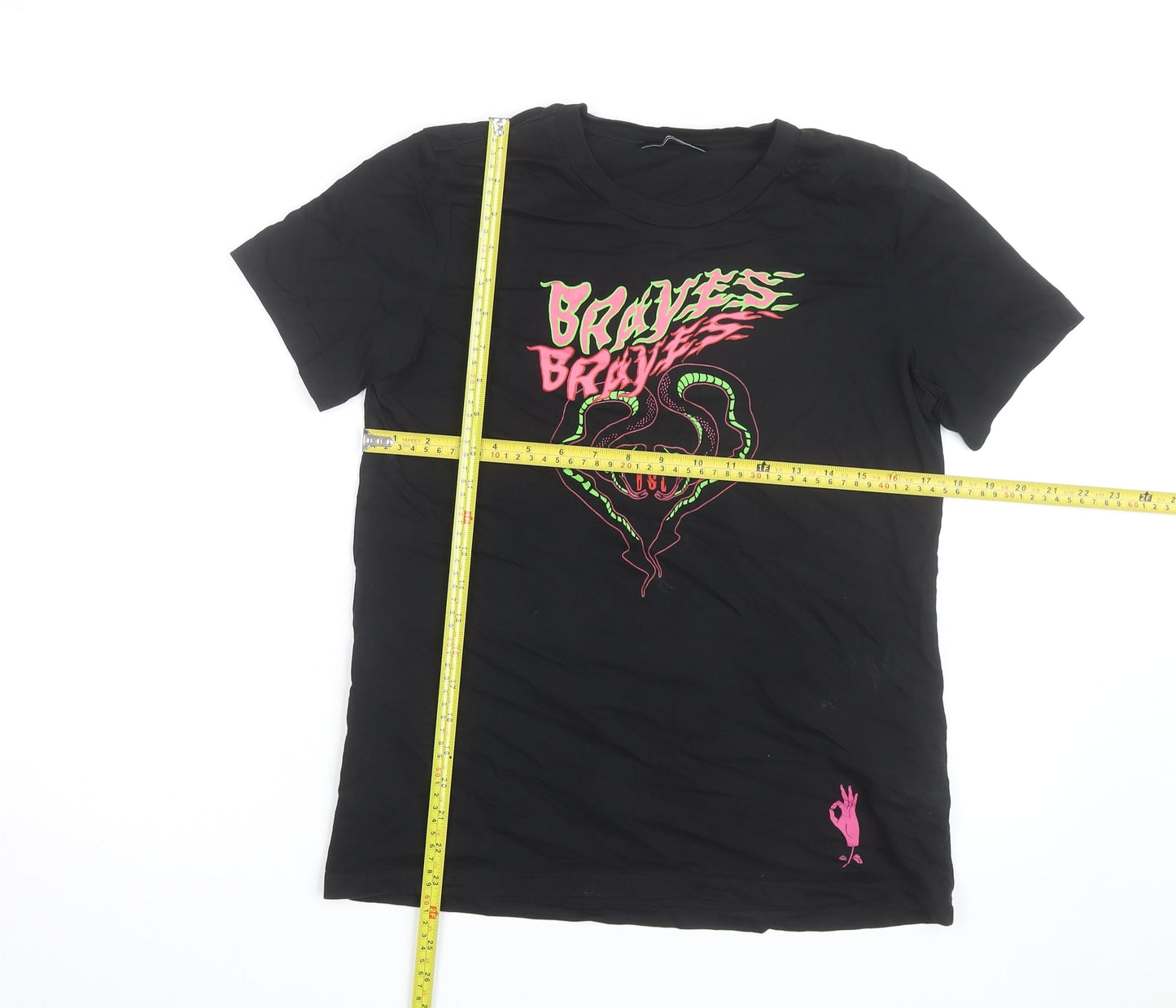 Diesel Men Black Braves Snake Graphic Cotton T-Shirt M