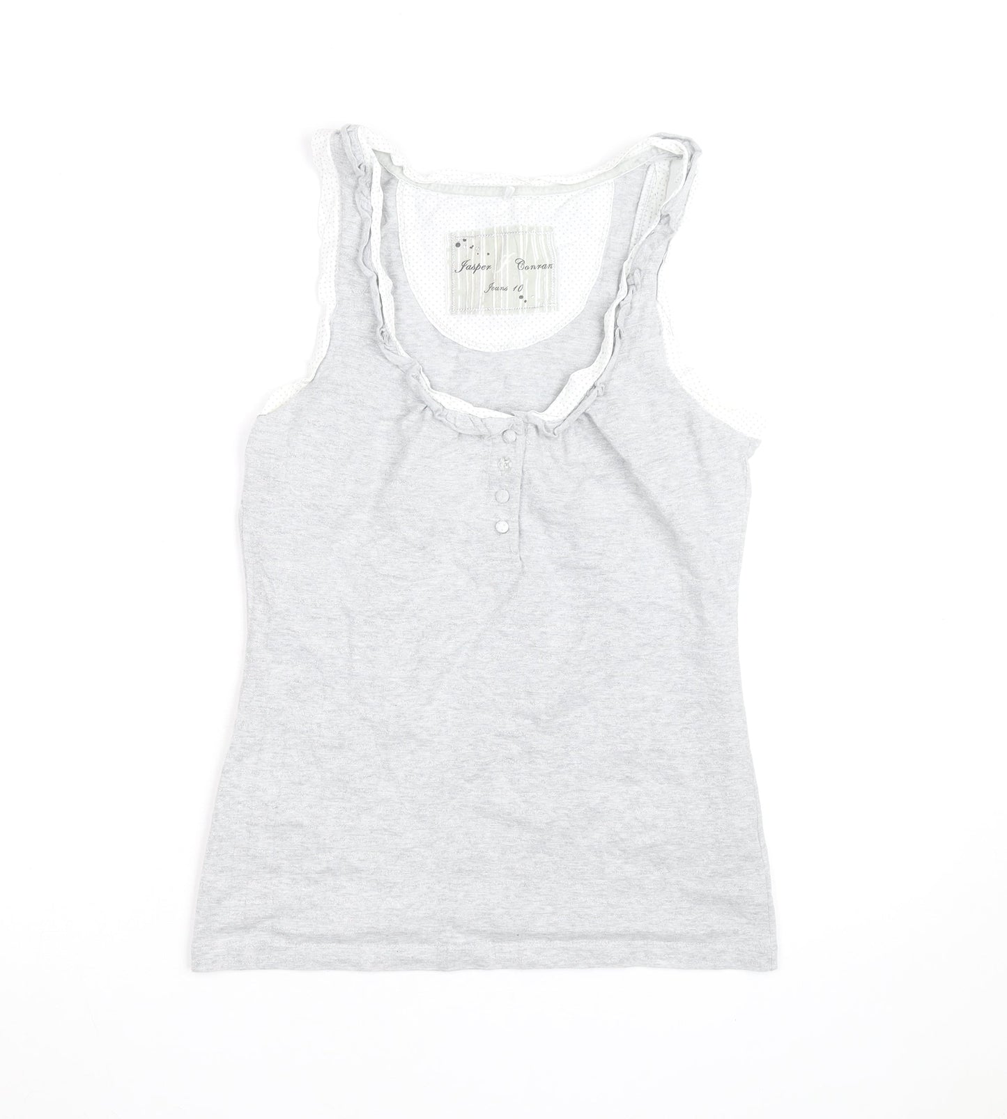 Jasper Conran Women’s Grey Cotton Ruffle Tank Top Size 10