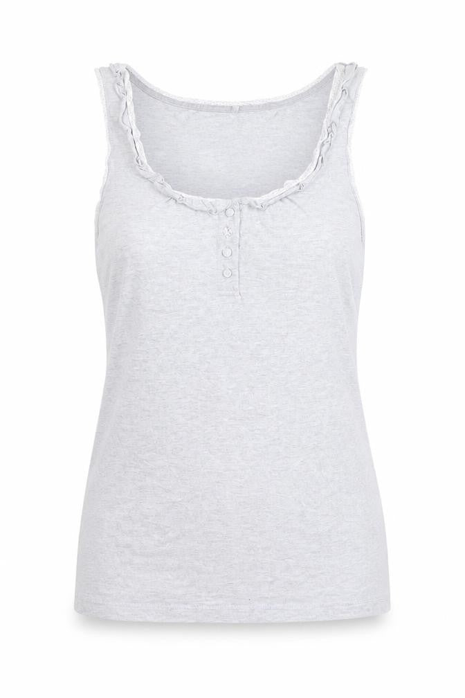 Jasper Conran Women’s Grey Cotton Ruffle Tank Top Size 10