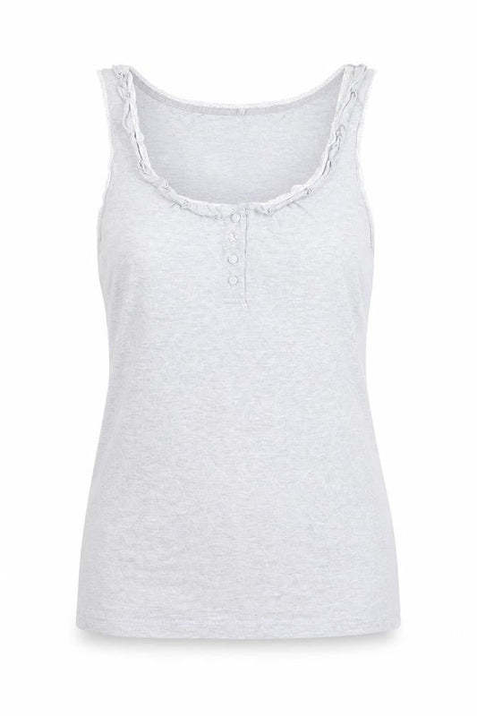 Jasper Conran Women’s Grey Cotton Ruffle Tank Top Size 10