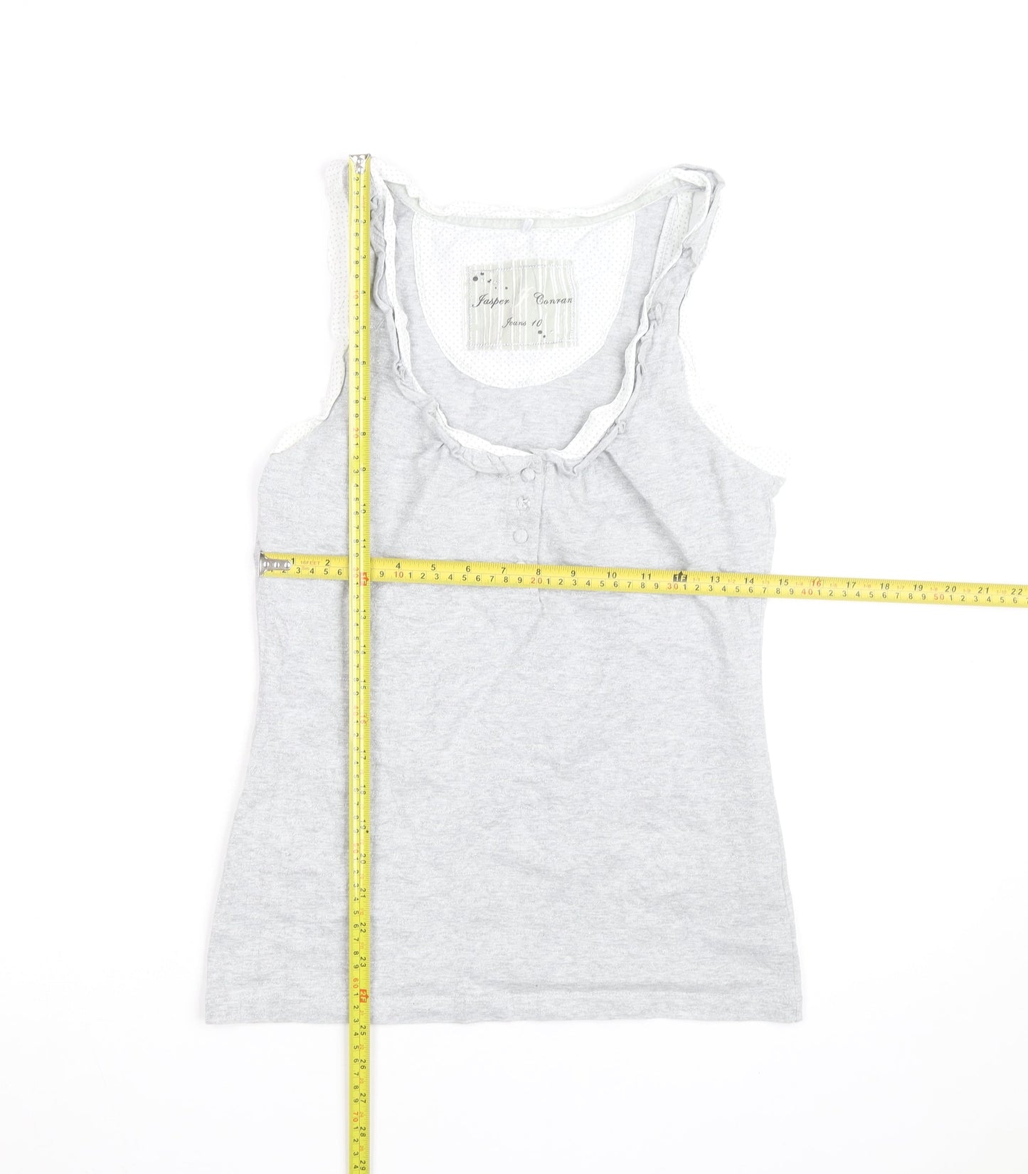 Jasper Conran Women’s Grey Cotton Ruffle Tank Top Size 10