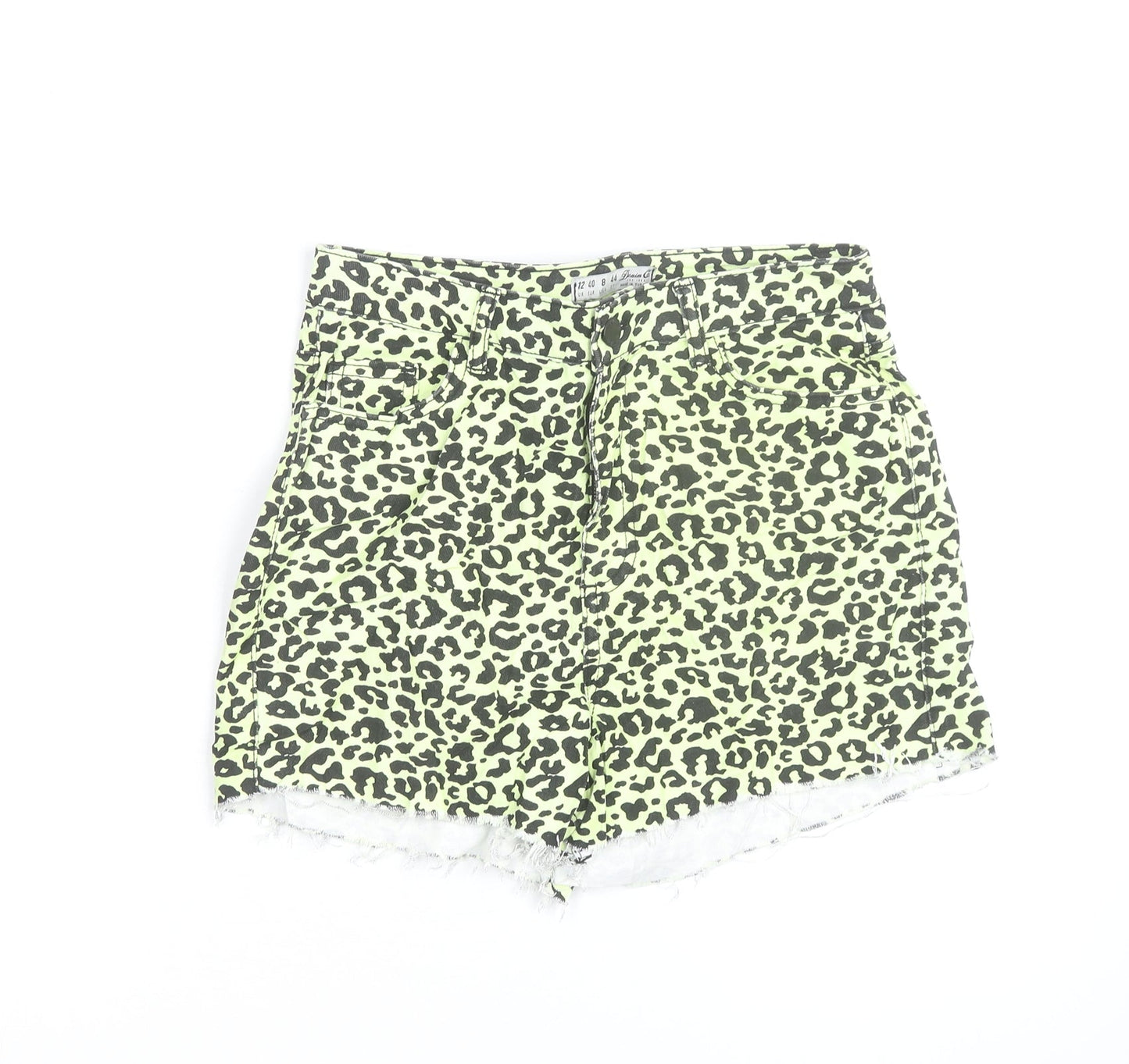 Denim Co. Women’s Green Leopard Print Cut-Off Shorts Size 12
