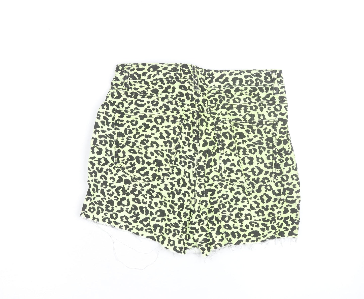 Denim Co. Women’s Green Leopard Print Cut-Off Shorts Size 12