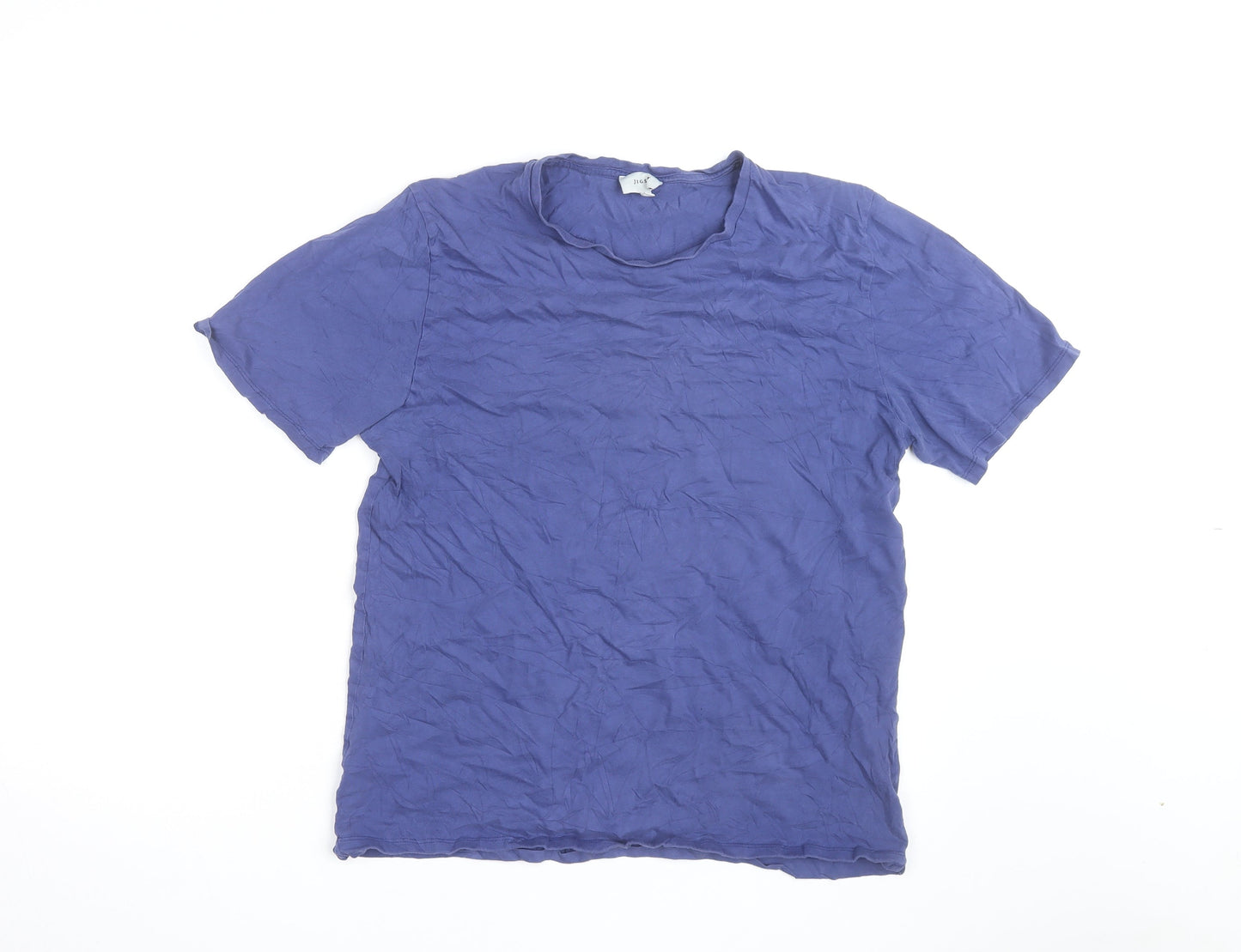 Jigsaw Men's Blue Cotton Crew Neck Regular Fit T-Shirt Size L