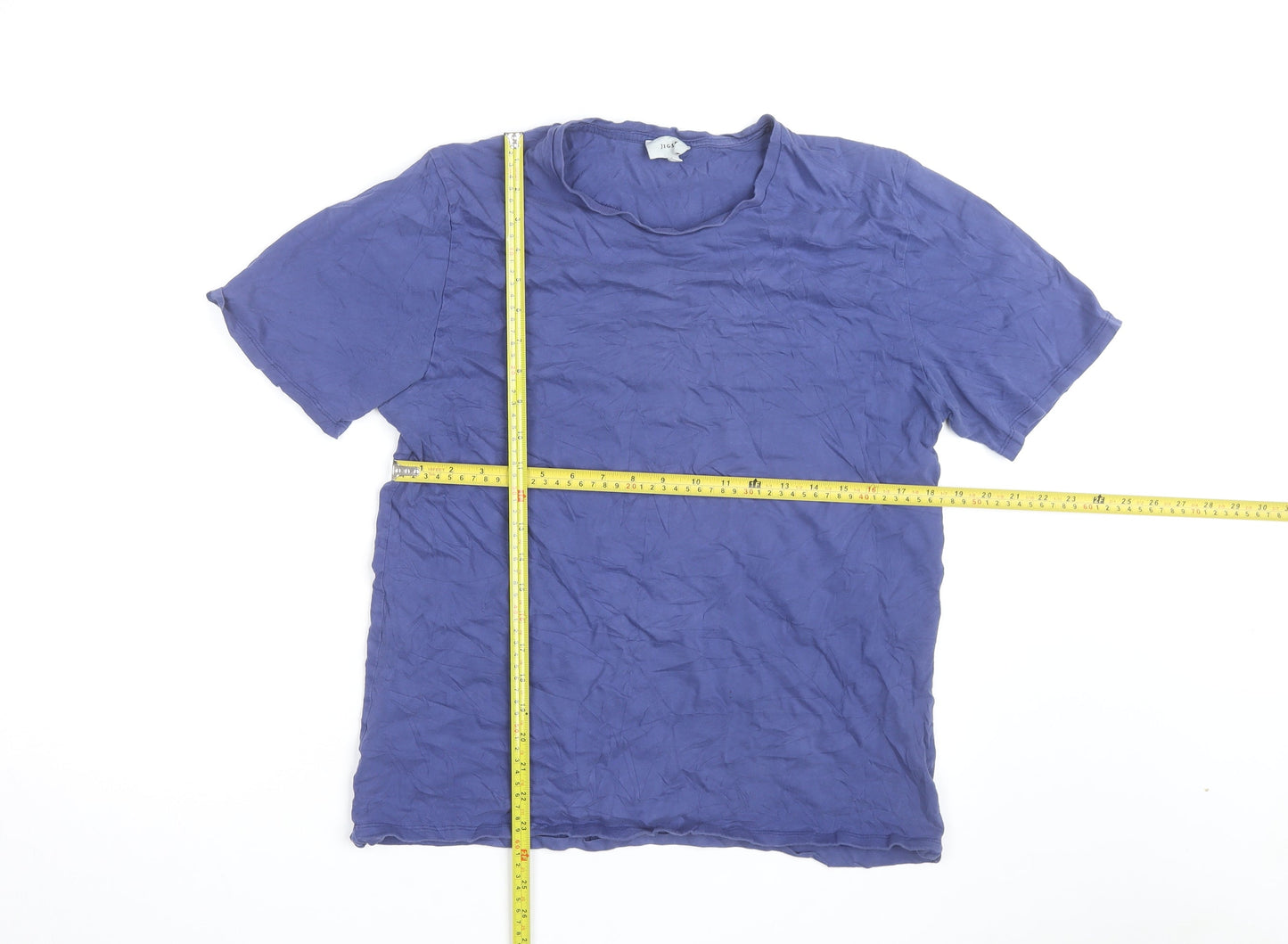 Jigsaw Men's Blue Cotton Crew Neck Regular Fit T-Shirt Size L