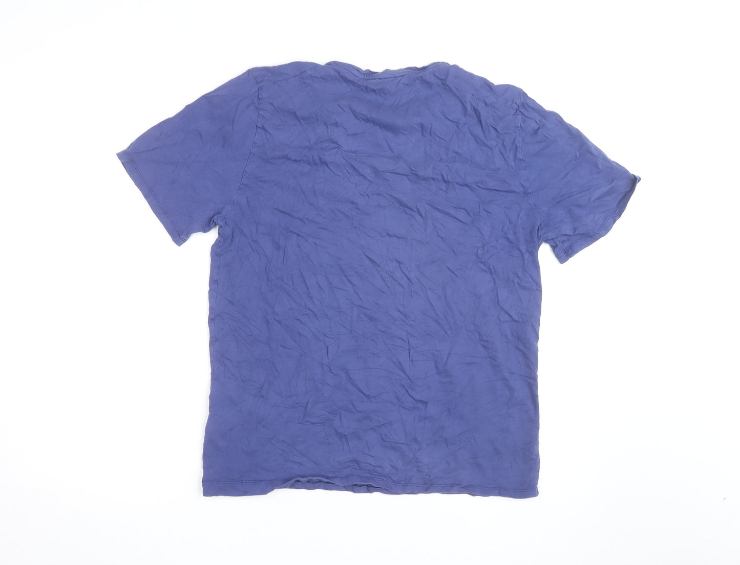 Jigsaw Men's Blue Cotton Crew Neck Regular Fit T-Shirt Size L