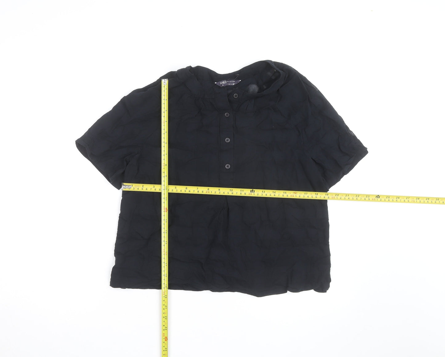 Marks and Spencer Women’s Black Cotton Short Sleeve Blouse Size 10