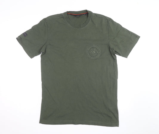 Superdry Men’s Green Army Themed Crew Neck Cotton T-Shirt Size S