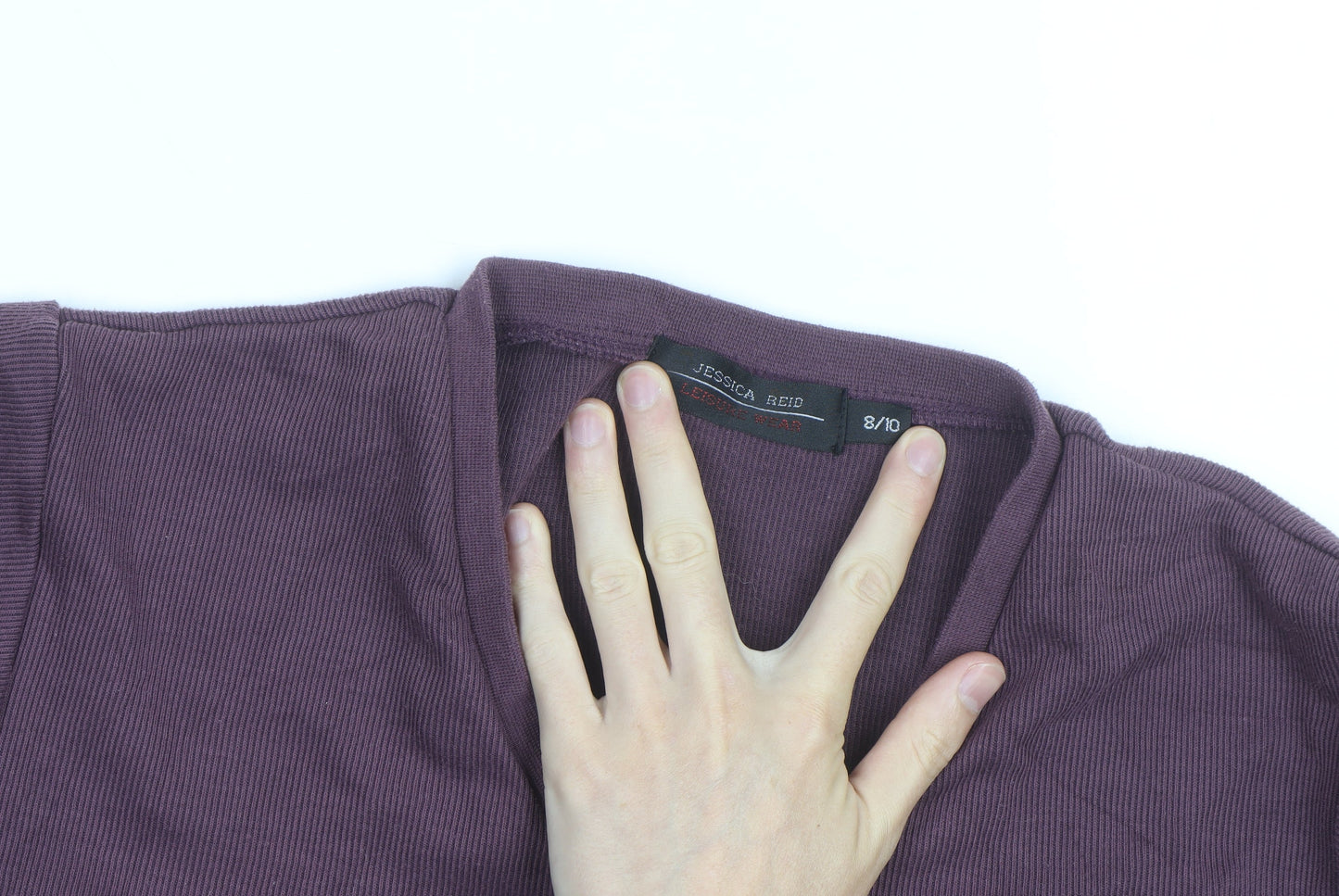 Jessica Reid Womens Purple V-Neck Cotton Long Sleeve Jumper Size 8/10