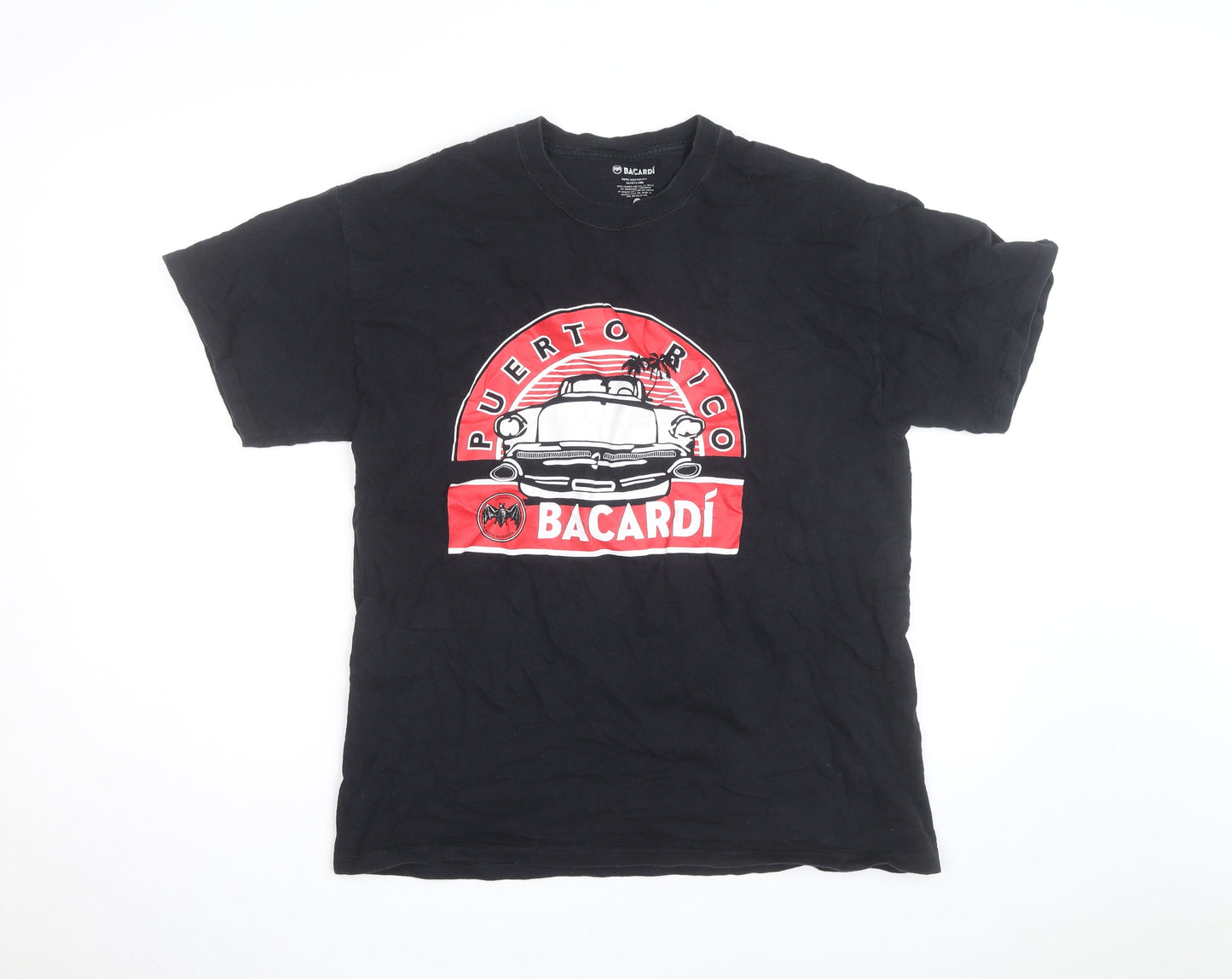 Bacardí Puerto Rico Men's Black Cotton Graphic T-Shirt Size L