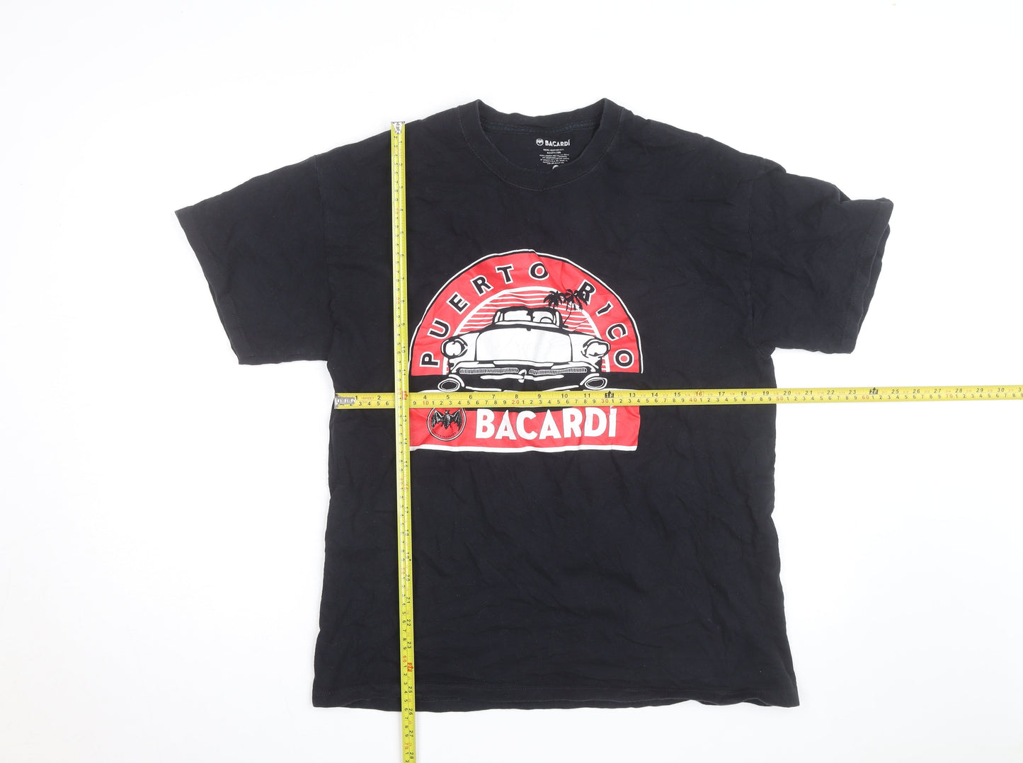 Bacardí Puerto Rico Men's Black Cotton Graphic T-Shirt Size L