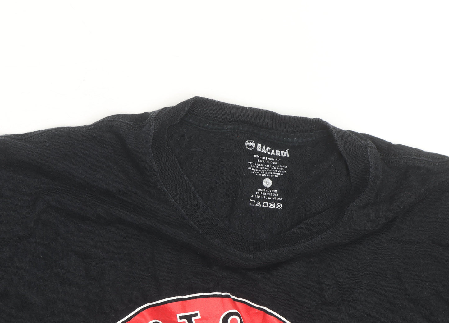 Bacardí Puerto Rico Men's Black Cotton Graphic T-Shirt Size L