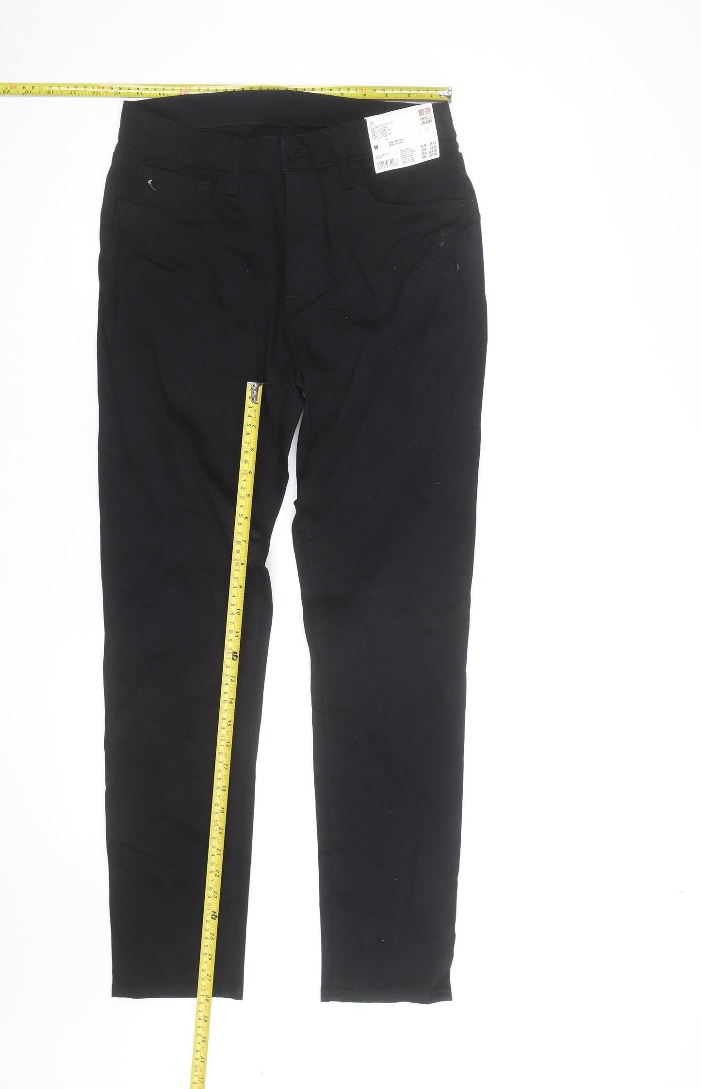 Uniqlo Men Black Slim Jeans Trousers Size M Cotton Blend