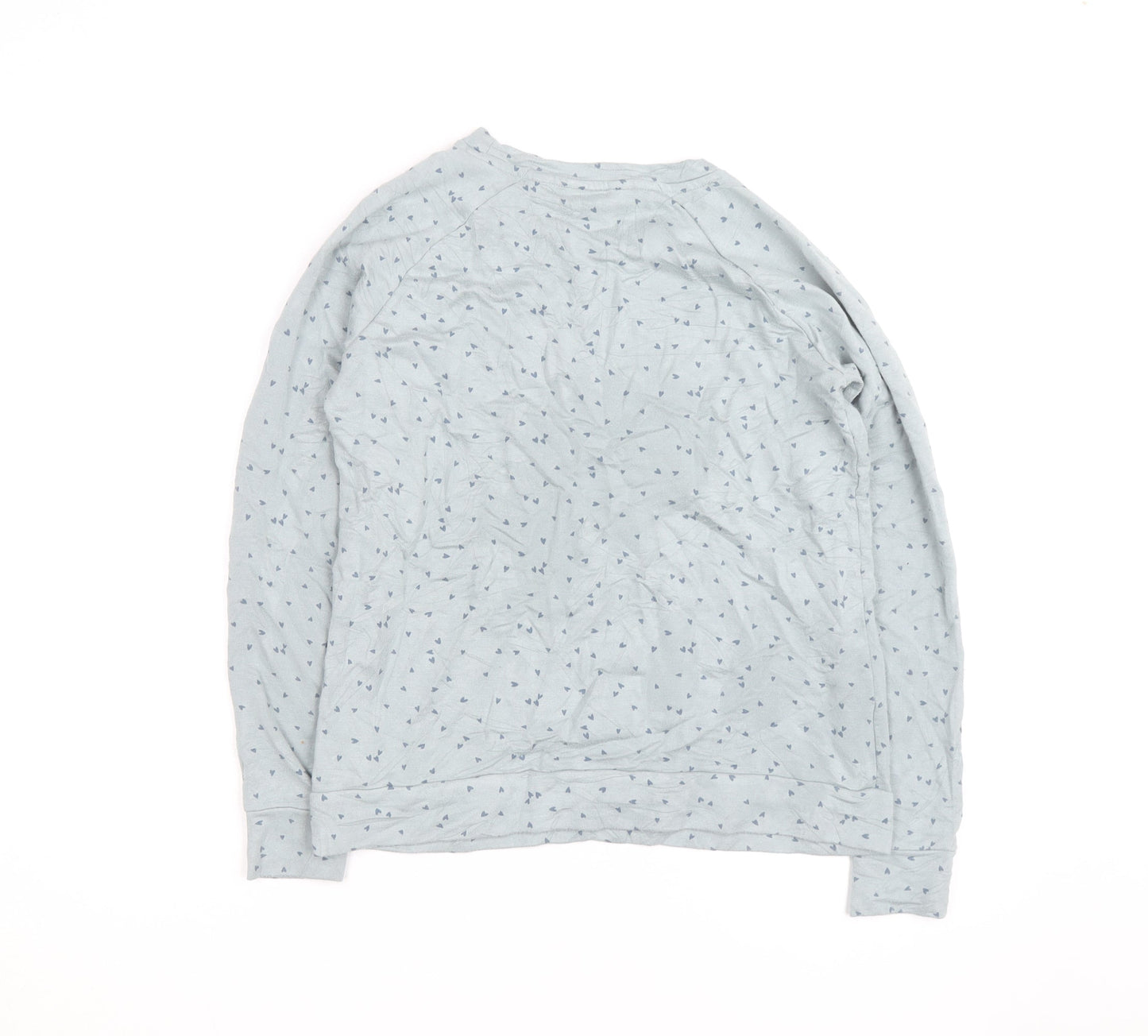 FatFace Women's Blue Heart Print Long Sleeve Cotton T-Shirt L