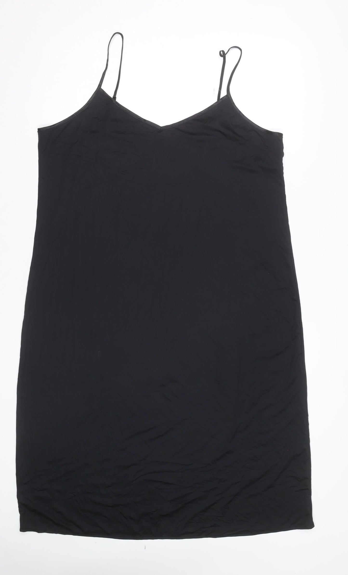 Marks and Spencer Women’s Black Slip Dress Size 12 Satin V-Neck