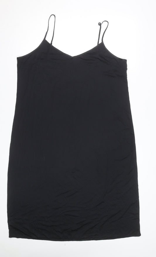 Marks and Spencer Women’s Black Slip Dress Size 12 Satin V-Neck