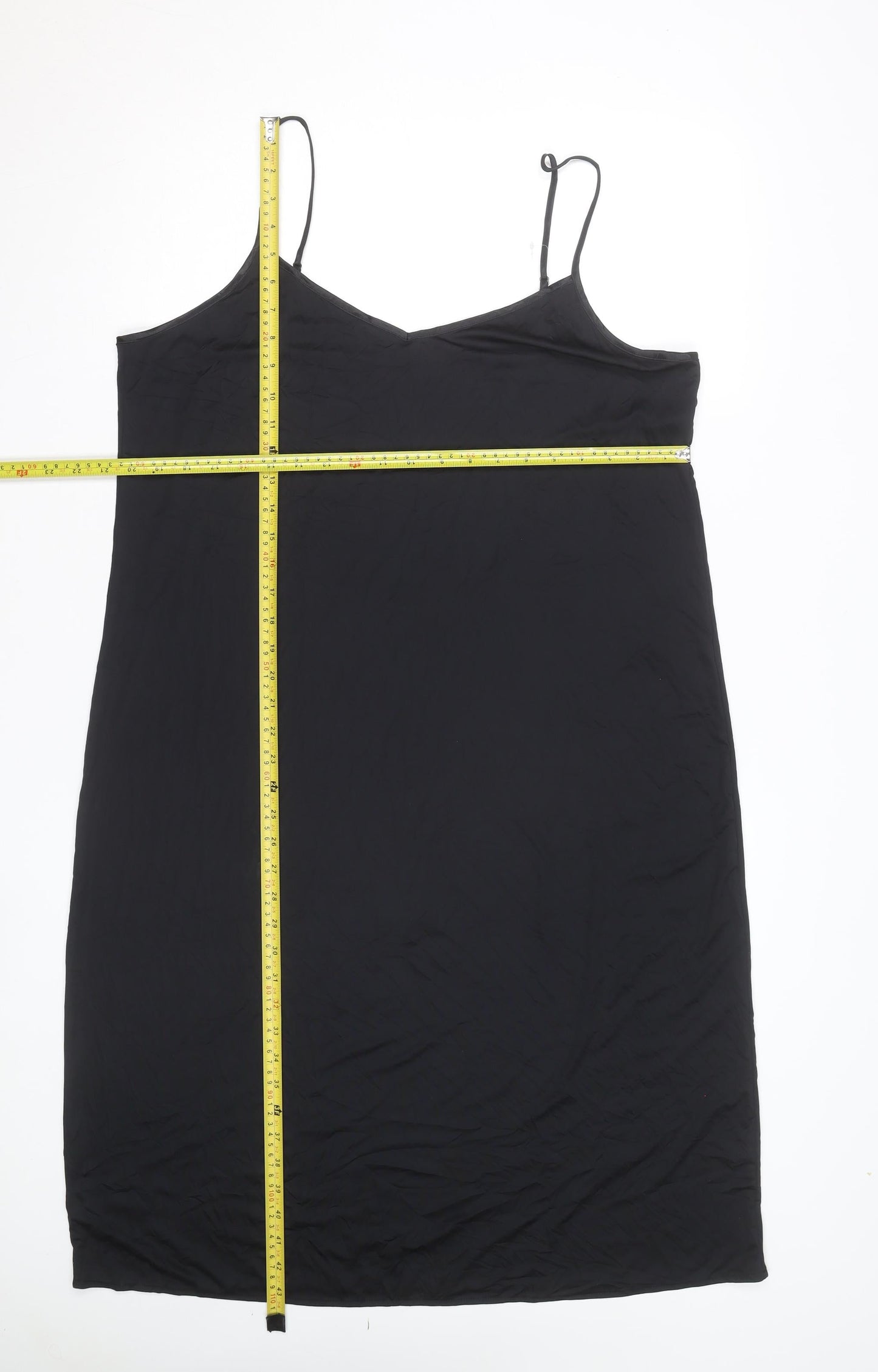 Marks and Spencer Women’s Black Slip Dress Size 12 Satin V-Neck