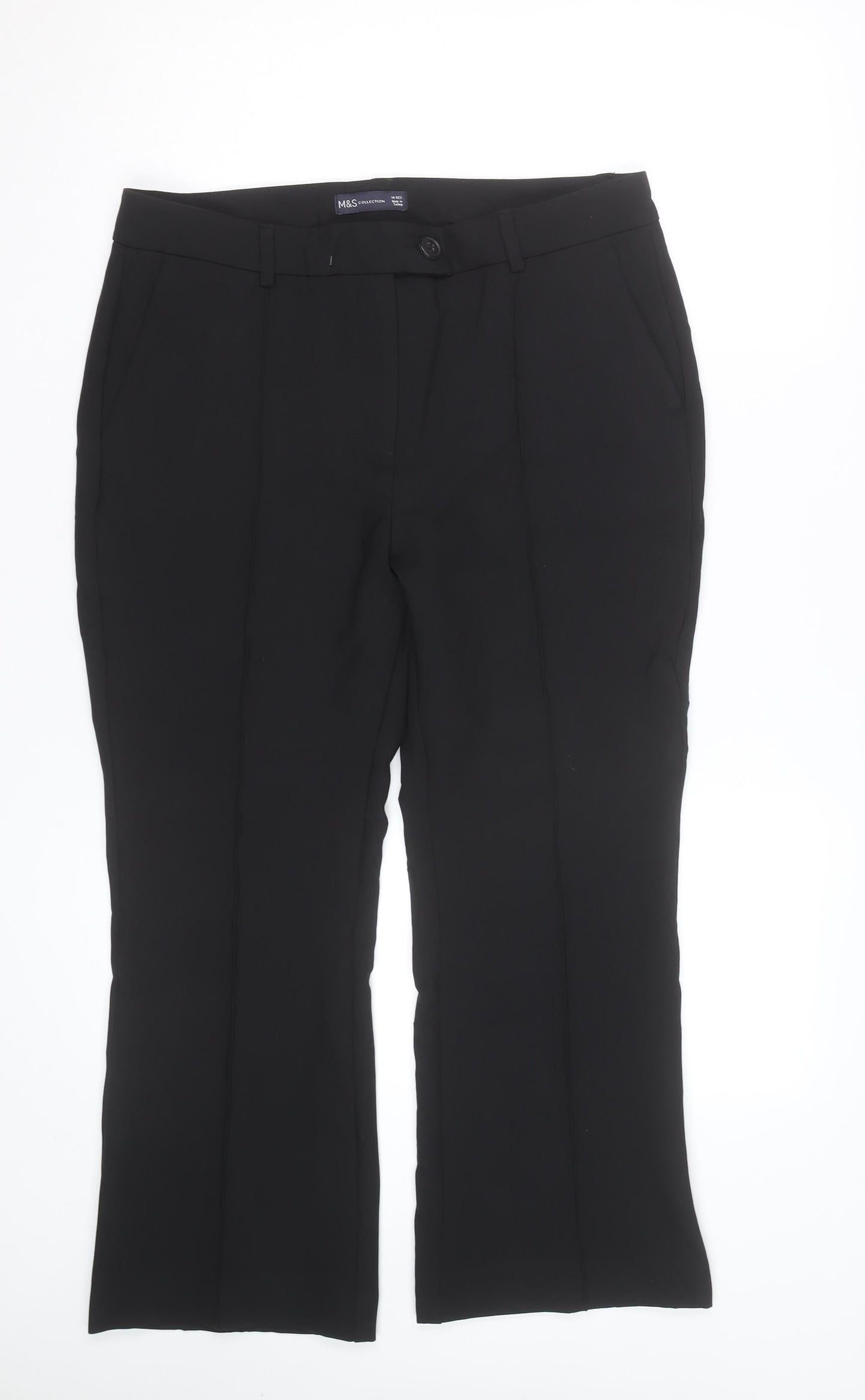 Marks and Spencer Women's Black Size 14 Straight Leg Dress Pants