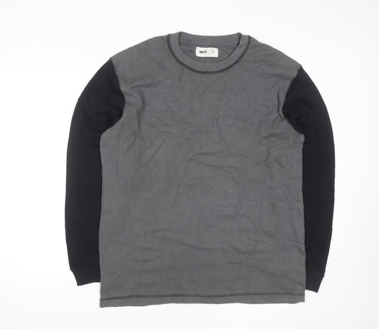 Hollister Men's Grey Waffle-Knit Long Sleeve Pullover Jumper XL