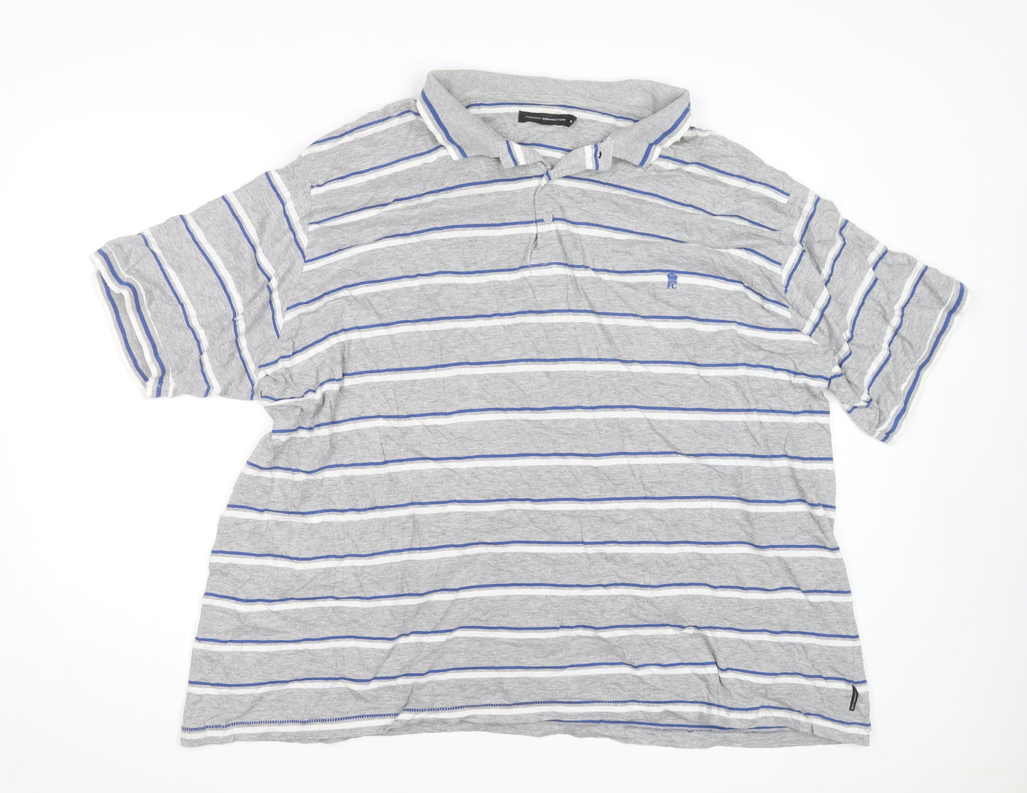 French Connection Men’s Grey Striped 3XL Polo Shirt