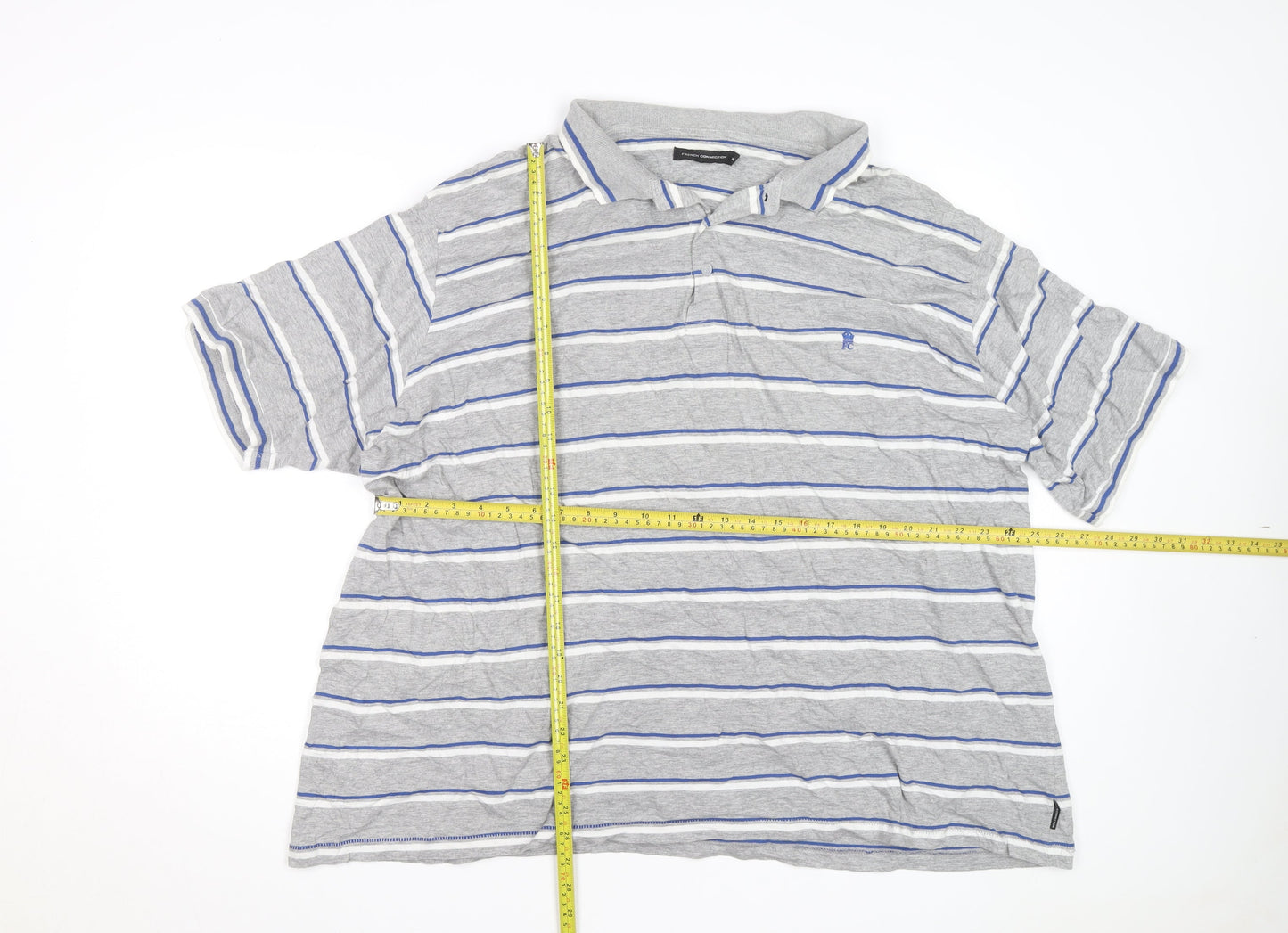 French Connection Men’s Grey Striped 3XL Polo Shirt
