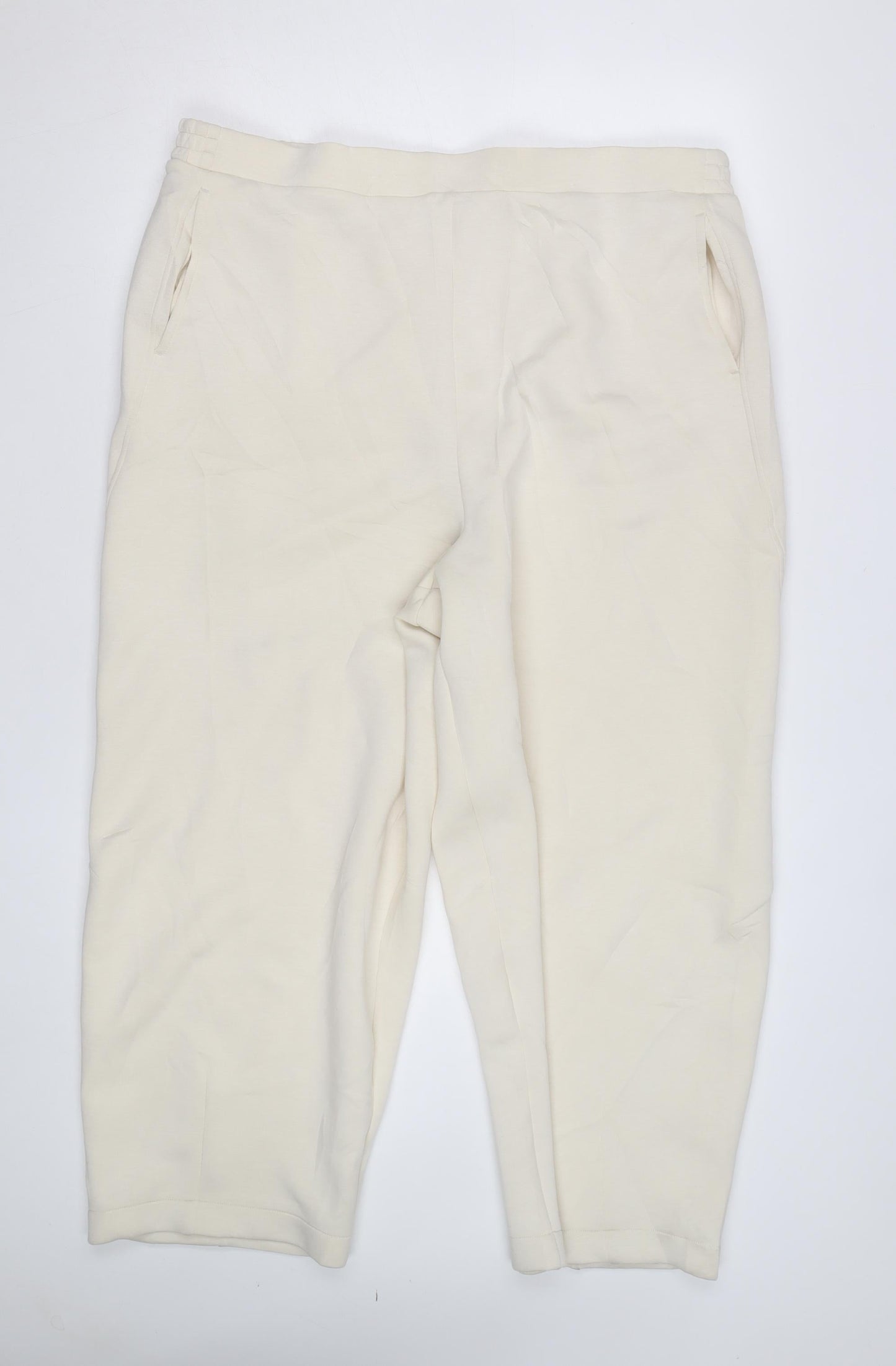 Marks and Spencer Women Beige Regular Cropped Jogger Trousers Size 12
