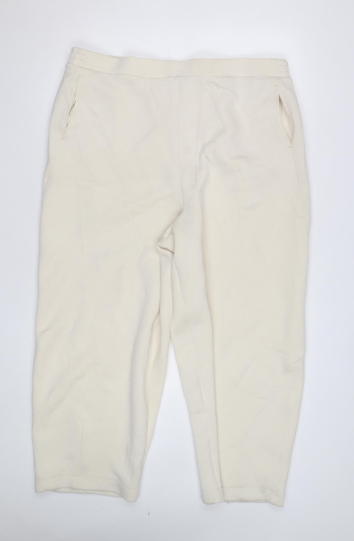 Marks and Spencer Women Beige Regular Cropped Jogger Trousers Size 12