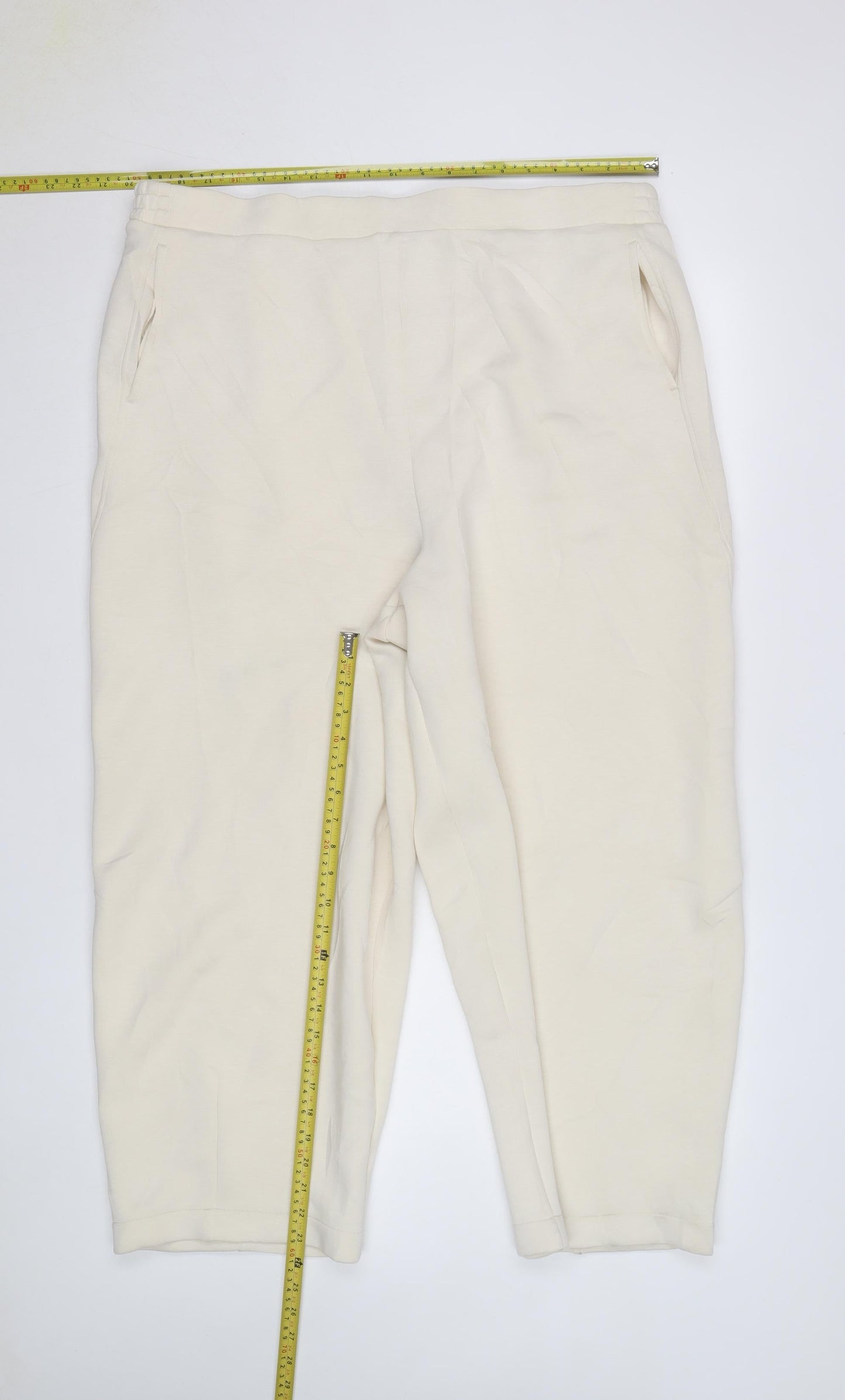 Marks and Spencer Women Beige Regular Cropped Jogger Trousers Size 12