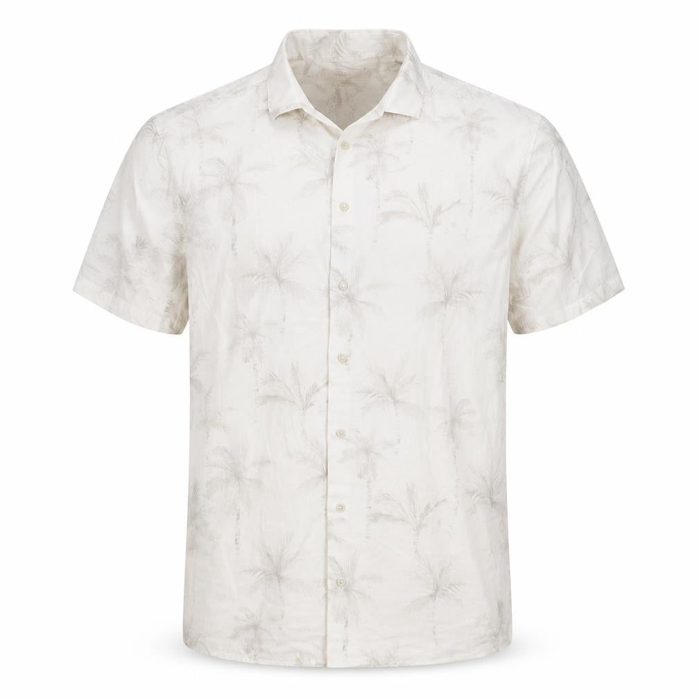 Marks & Spencer Men's Beige Tropical Short Sleeve Button-Up Shirt S