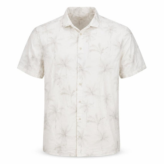 Marks & Spencer Men's Beige Tropical Short Sleeve Button-Up Shirt S