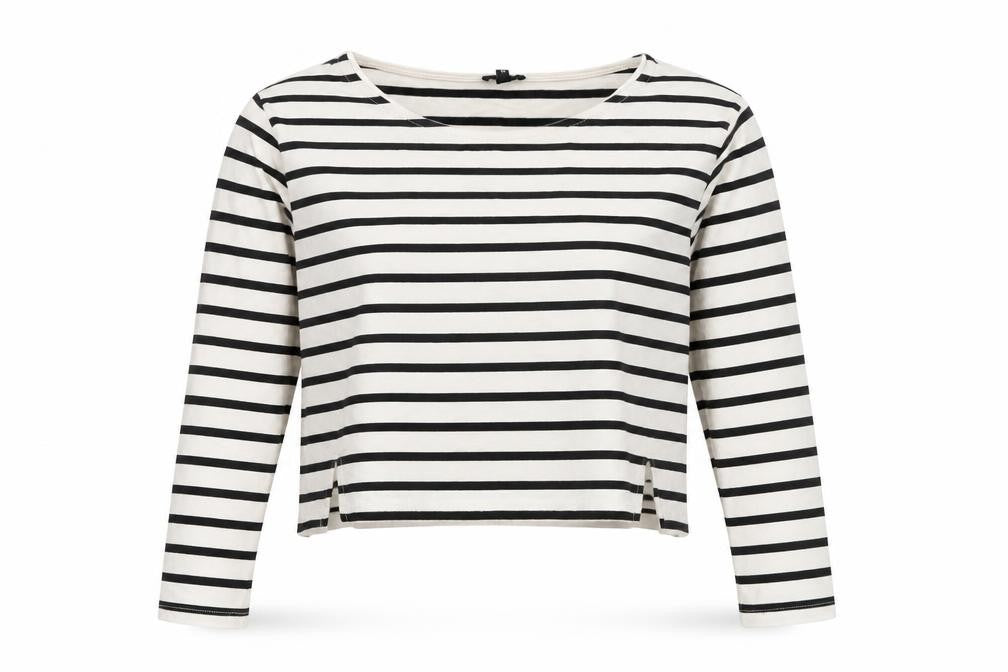 River Island Women White Striped Cropped T-Shirt Size 6