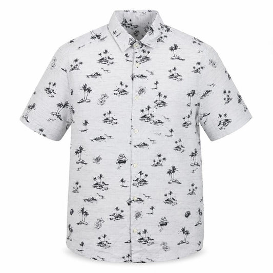 Marks & Spencer Men's White Tropical Print Regular Short Sleeve Shirt Size S
