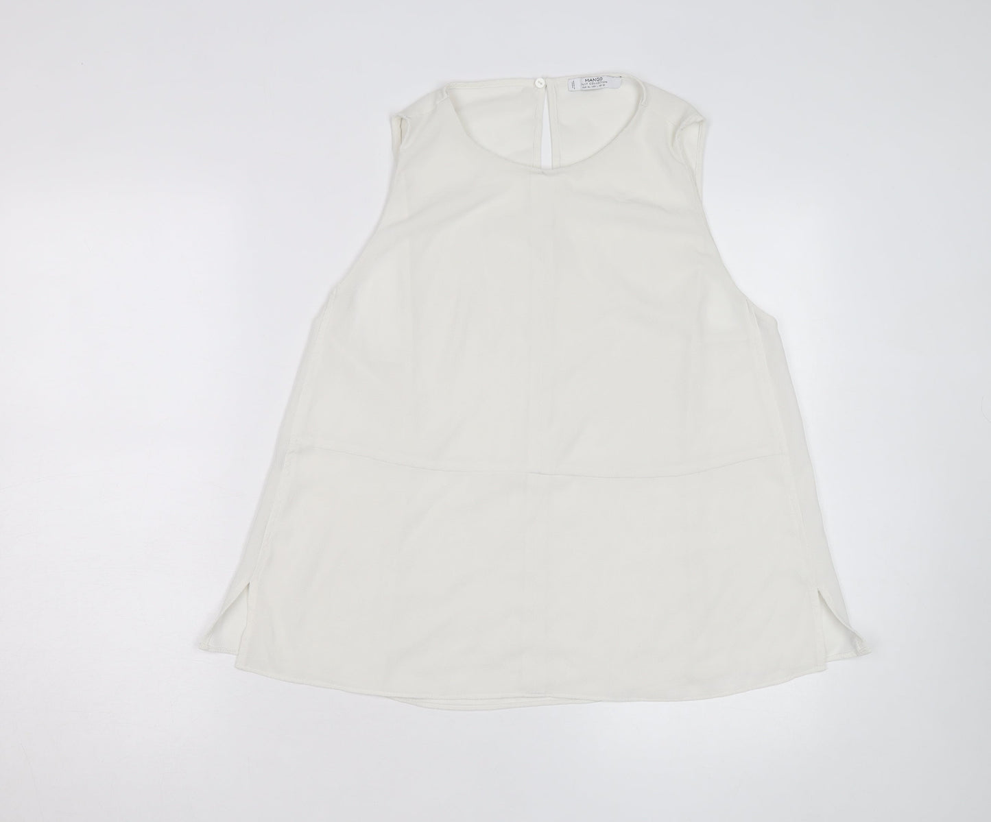 Mango Women Ivory Sleeveless Chiffon Blouse Size 14