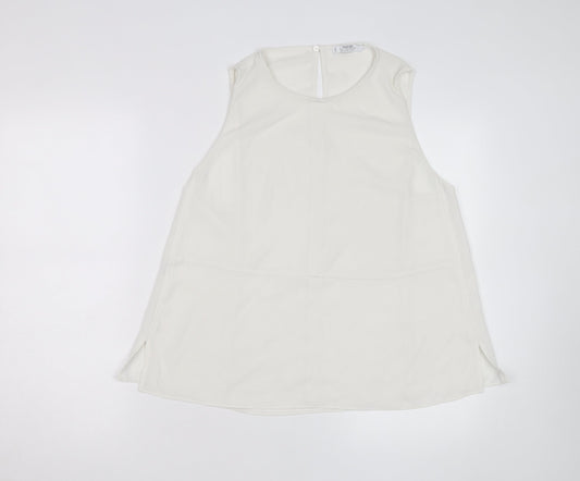 Mango Women Ivory Sleeveless Chiffon Blouse Size 14