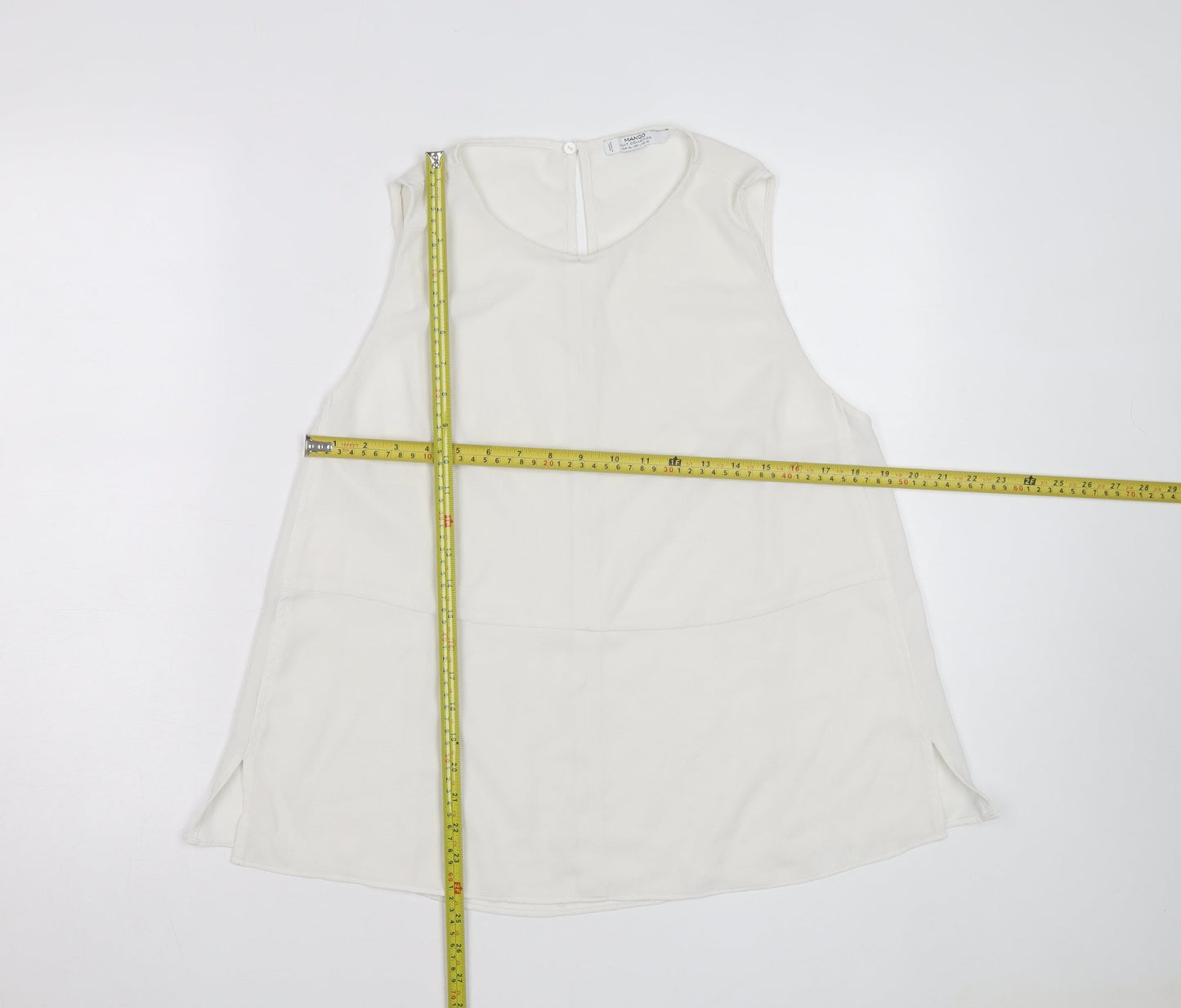 Mango Women Ivory Sleeveless Chiffon Blouse Size 14