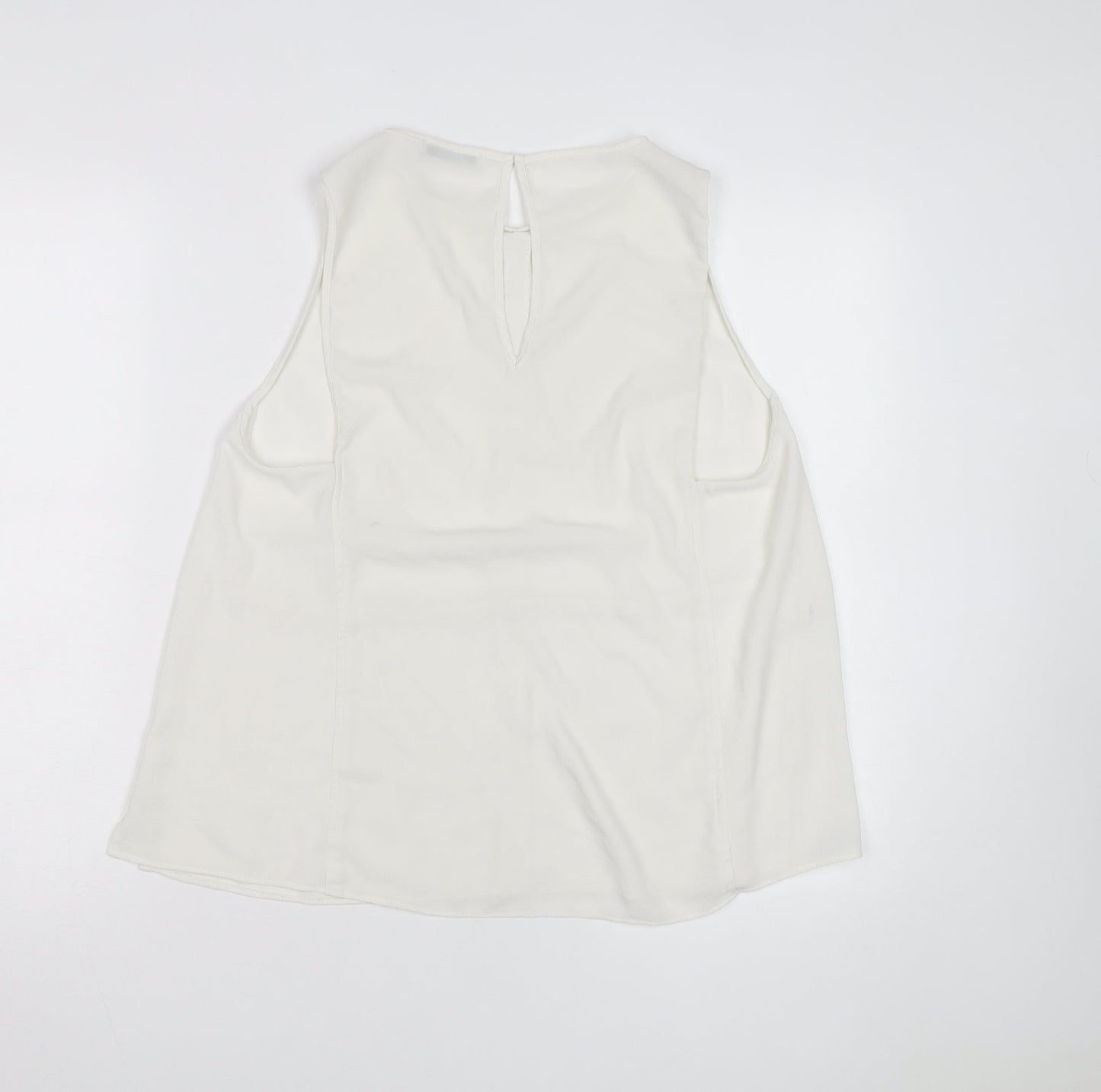 Mango Women Ivory Sleeveless Chiffon Blouse Size 14